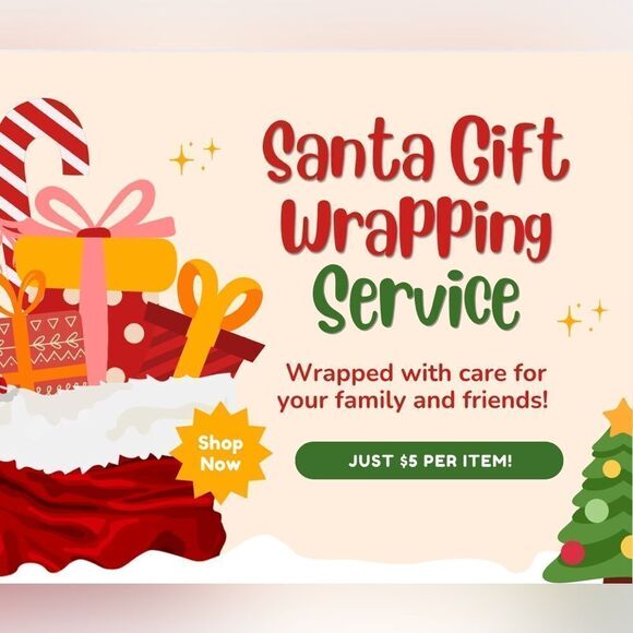 Gift Wrapping Service Add-on Only $5 Per Item Includes Paper, Bow, & Tag - Picture 1 of 3